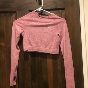 Gymshark small pink seamless long sleeve crop top